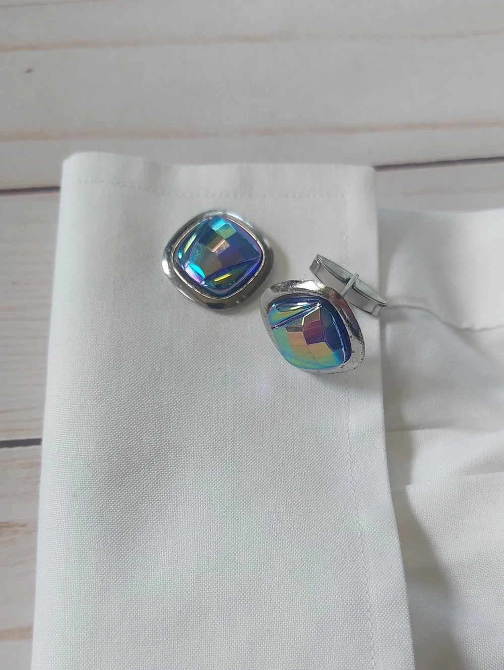 Iridescent Blue Multi-Color Men's Cufflinks
